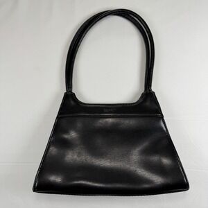 Y2K Esprit Black Faux Leather Shoulder Bag 90s Style Small Purse Retro
